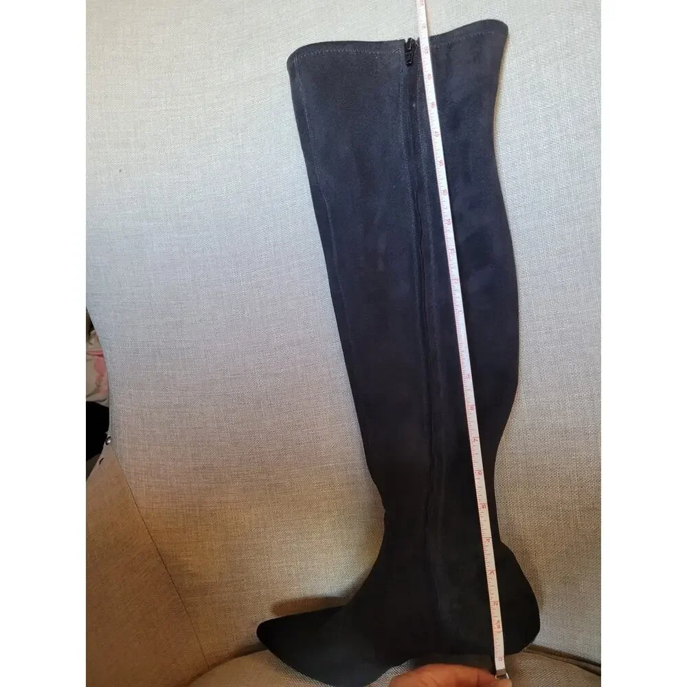 Michael Kors Black Suede Over-the-Knee Kitten Heel Boots Size 7.5M